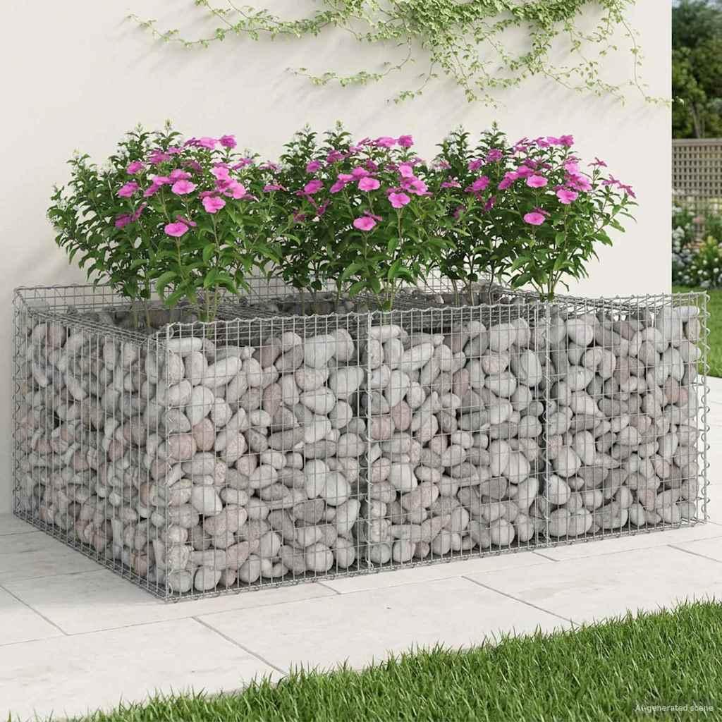 Gabion højbed Sølv 150 x 100 x 60 cm Galvaniseret stål billede