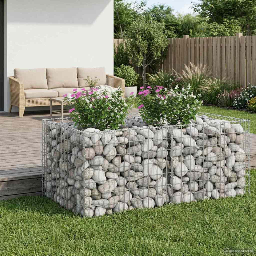 Gabion højbed Sølv 100 x 100 x 60 cm Galvaniseret stål billede