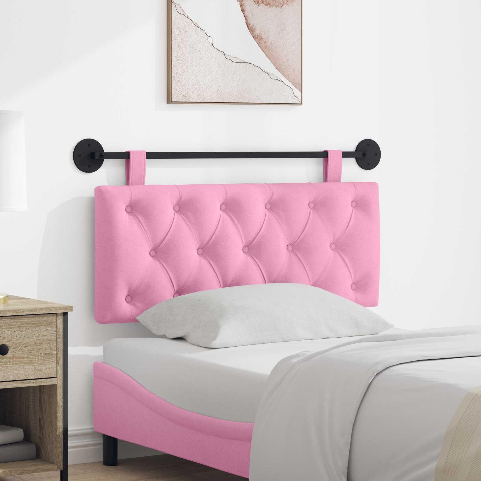 Hængende Hovedgavl Vægmonteret Lyserød 110 x 55 x 7 cm Stof billede