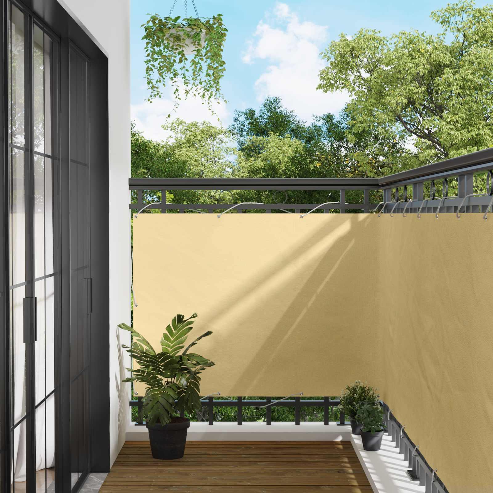 Altan Skærm Sandfarvet 110 x 600 cm Oxford stof billede