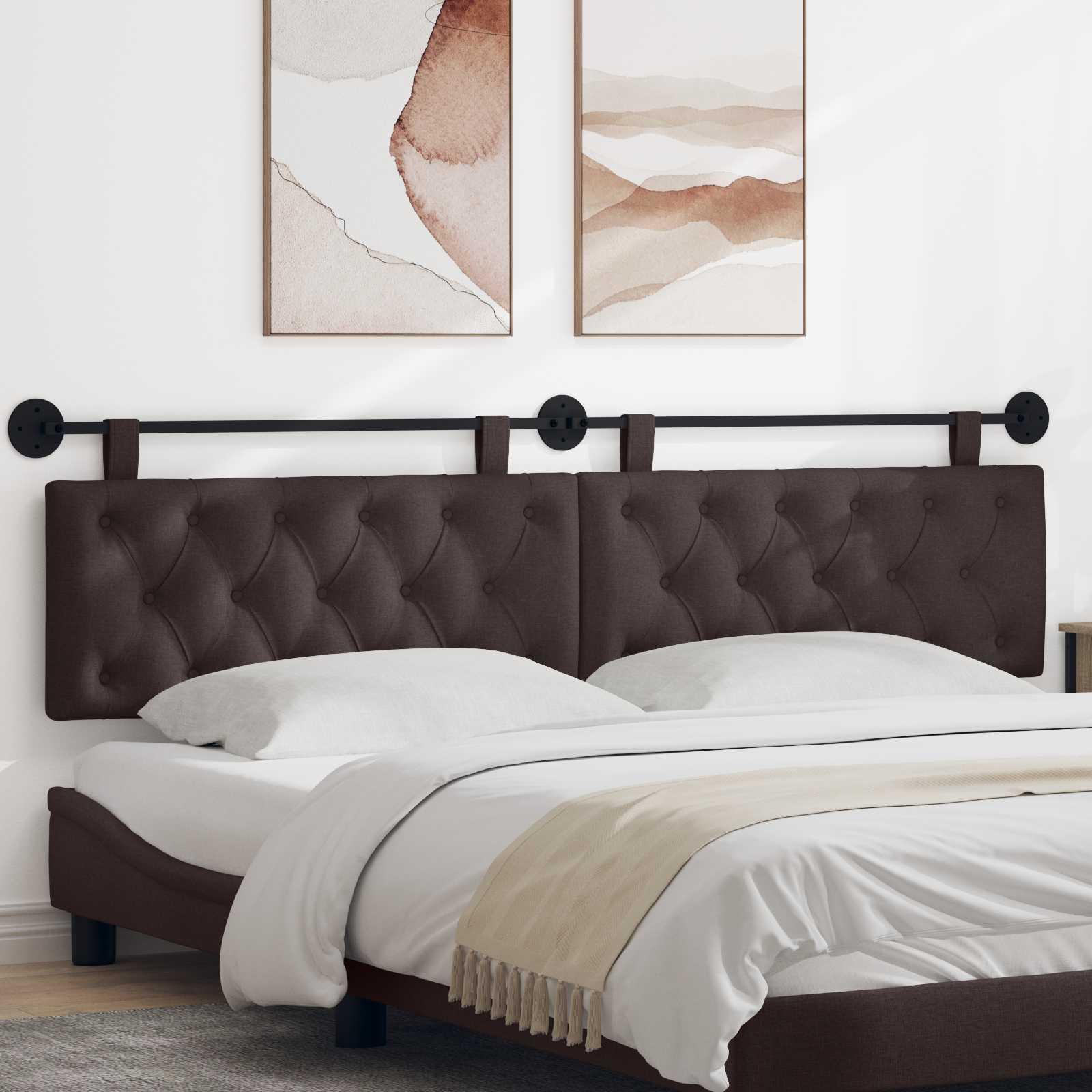 Hængende Hovedgavl Vægmonteret Mørk Brun 210 x 55 x 7 cm Stof billede