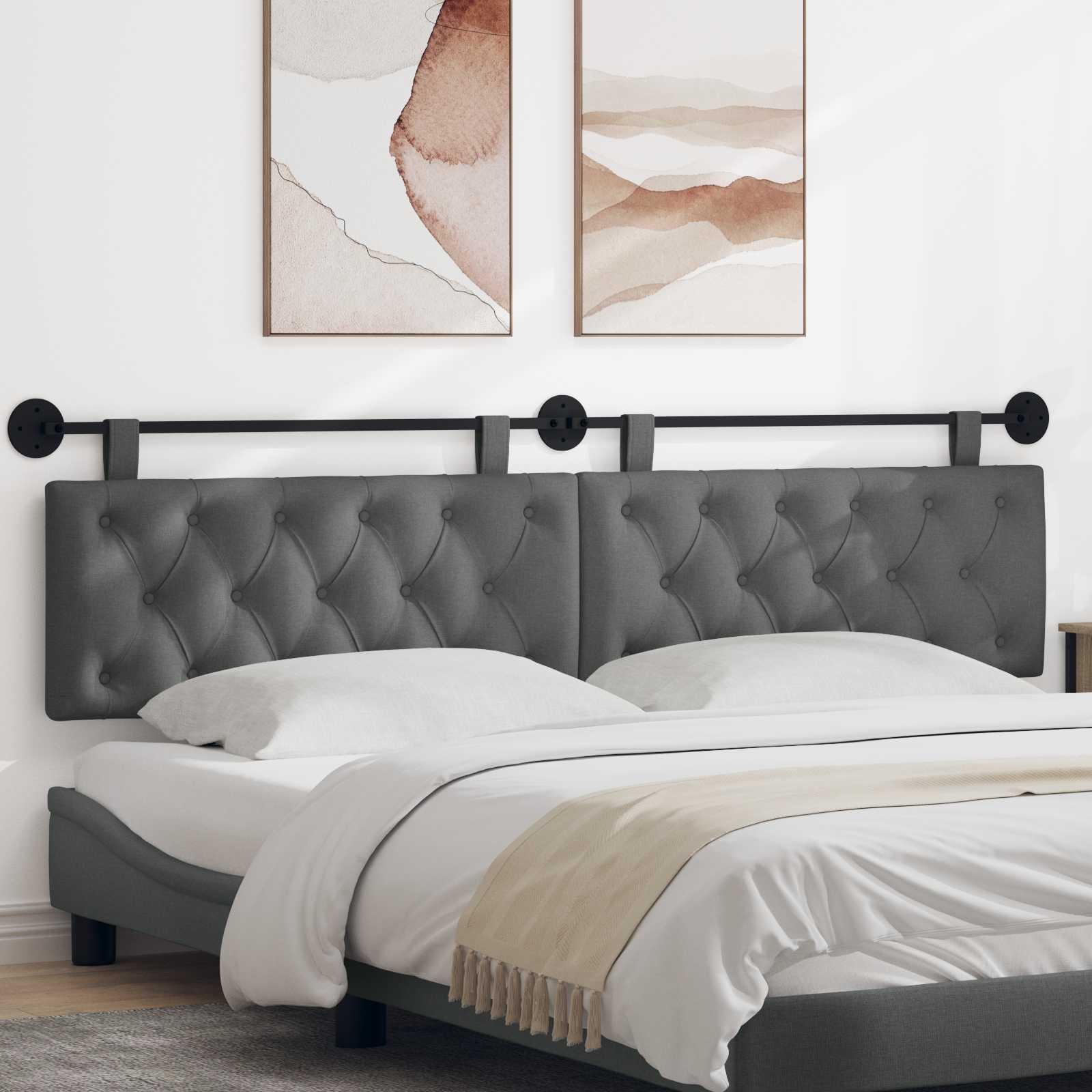 Hængende Hovedgavl Vægmonteret Mørkegrå 210 x 55 x 7 cm Stof billede