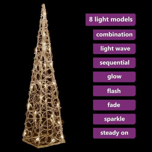 Dekorativ LED-lyskegle 60 cm akryl varm hvid