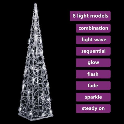 Dekorativ LED-lyskegle 60 cm akryl kold hvid