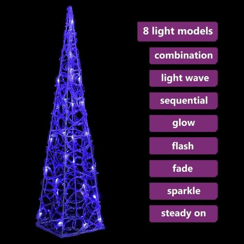 Dekorativ LED-lyskegle 60 cm akryl blå