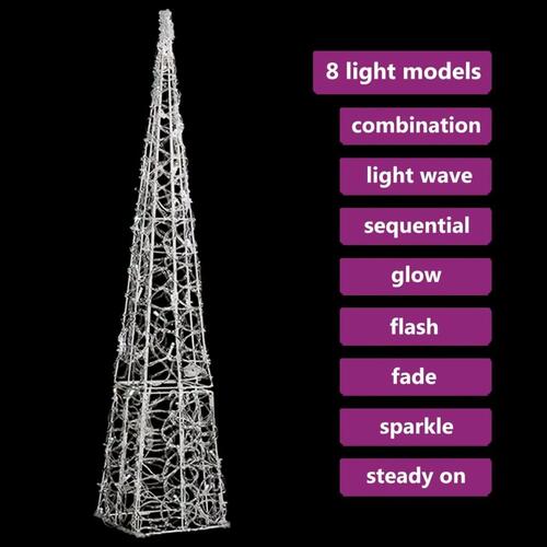 Dekorativ LED-lyskegle 90 cm akryl kold hvid