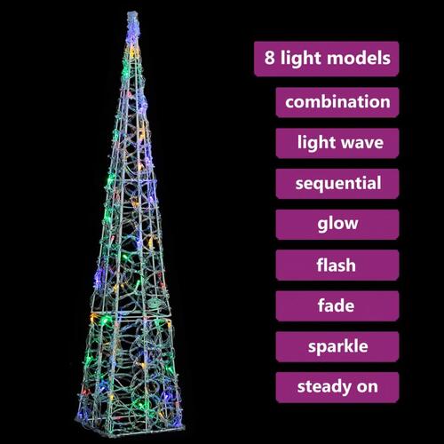 Dekorativ LED-lyskegle 90 cm akryl flerfarvet