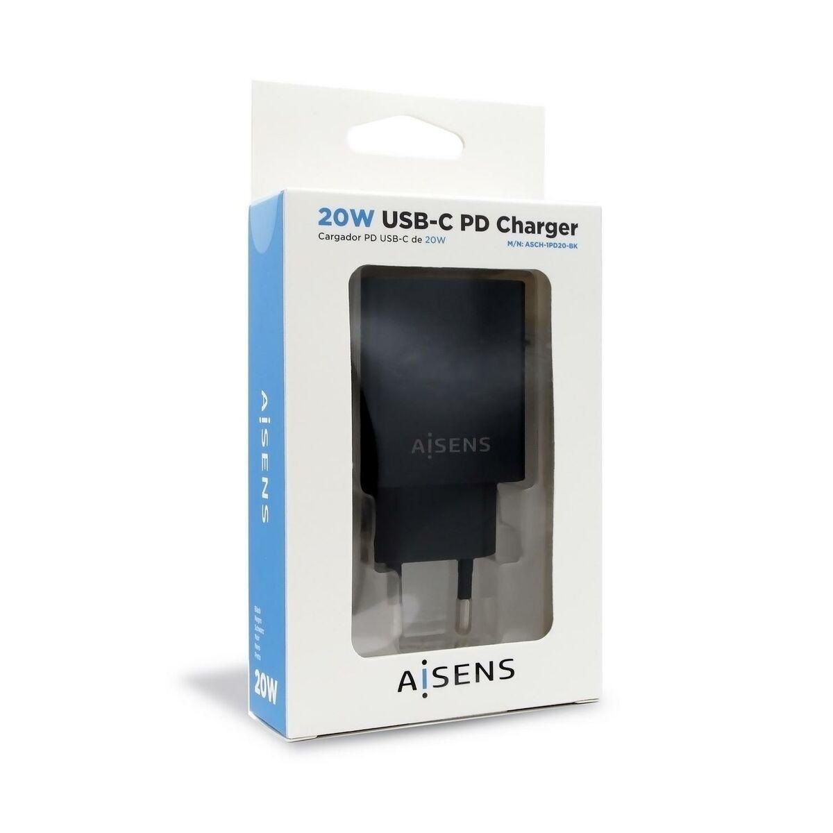 Aisens ASCH-1PD20-BK USB-C oplader 20 W - Sort billede