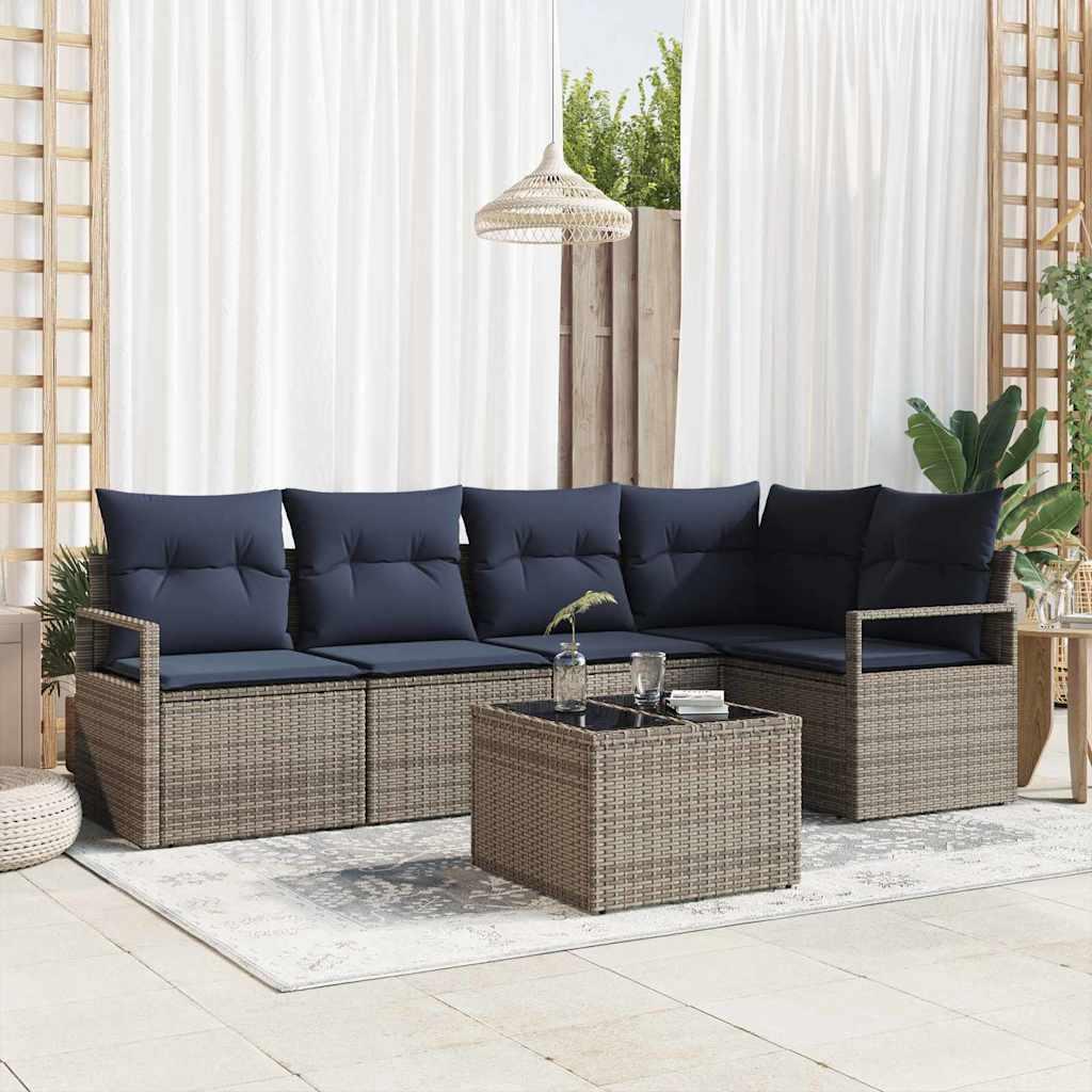 Sofa Sæt 6 stk Grå polyrattan billede