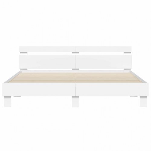 Sengestel med LED - hvid 193 x 203 cm i konstrueret træ