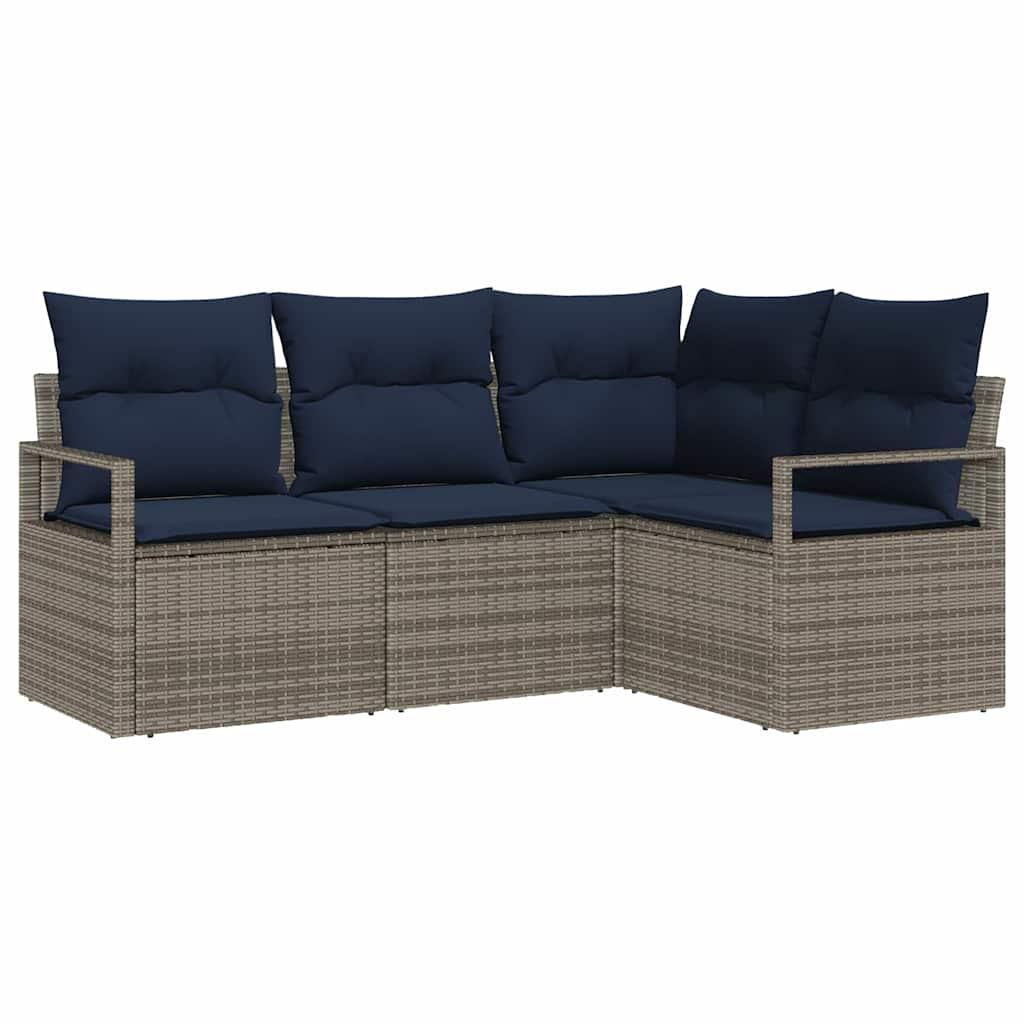Sofa Sæt med pude 4 stk Grå polyrattan billede