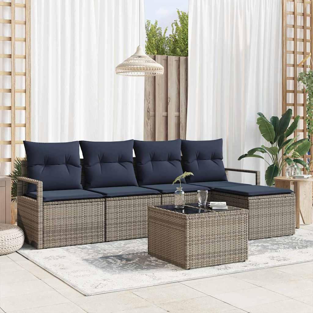 Sofa Sæt med pude 6 stk Grå polyrattan billede