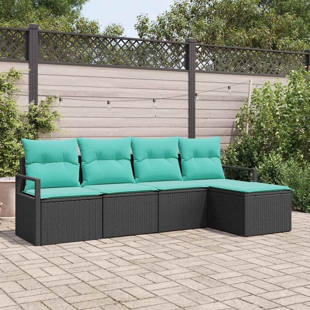 Sofa Sæt 5 stk Sort polyrattan billede