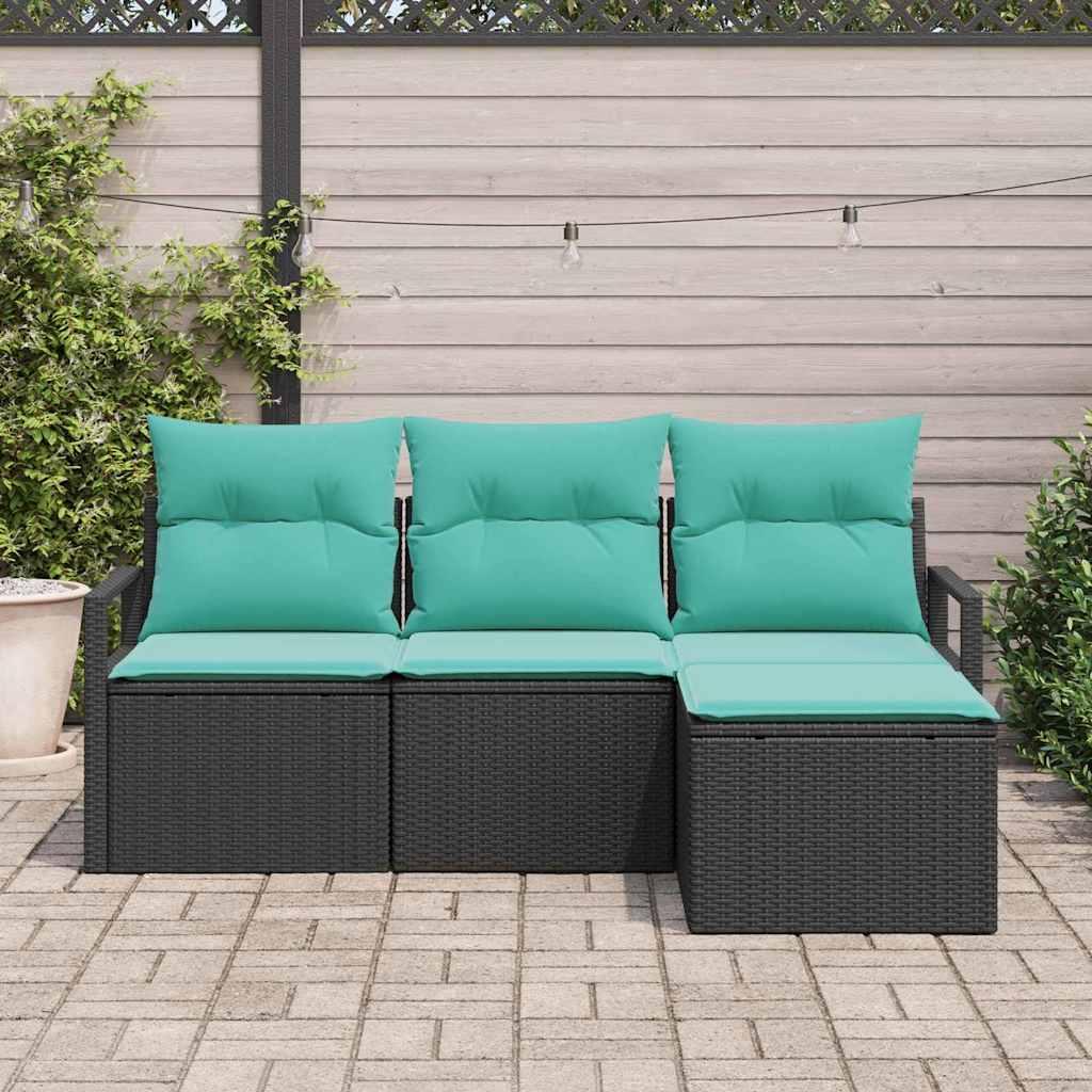 Sofa Sæt 4 stk Sort polyrattan billede