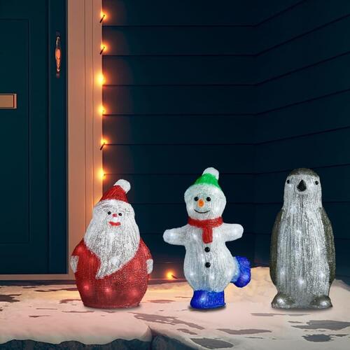 LED-julefigurer 3 stk. akryl inde/ude