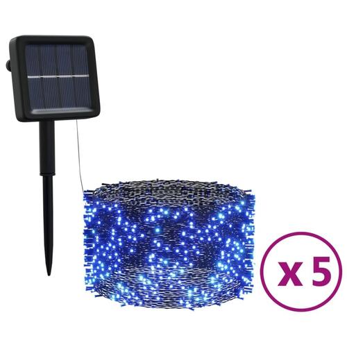 Lyskæder 5 stk. 5x200 LED inde/ude soldrevet blå
