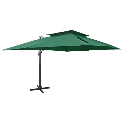 Hængeparasol med dobbelt top 400 × 300 cm - grøn