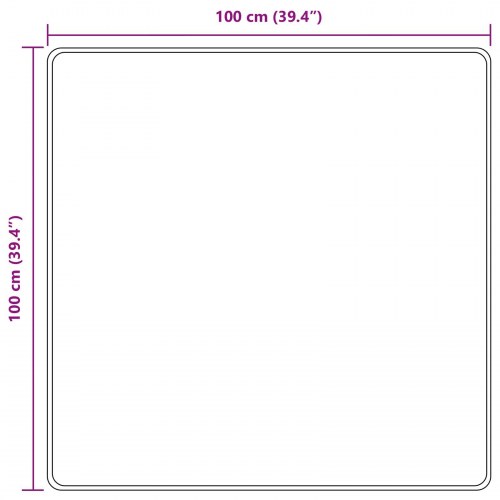 Tæppe runner - grå 100 x 100 cm, polyester med skridsikker PVC-bagside