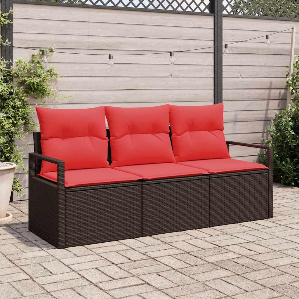 Sofa Sæt 3 stk Brun polyrattan billede