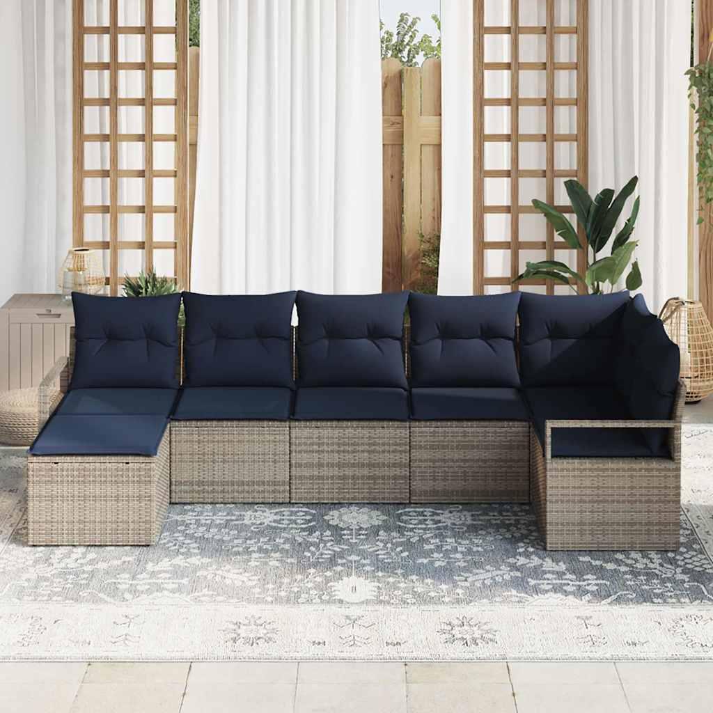 Sofa Sæt 7 stk Grå polyrattan billede