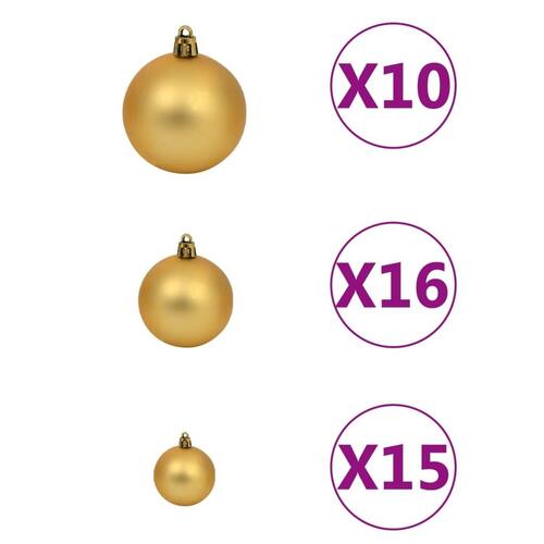 Julekuglesæt 120 dele med spir 300 LED'er guld- og bronzefarvet
