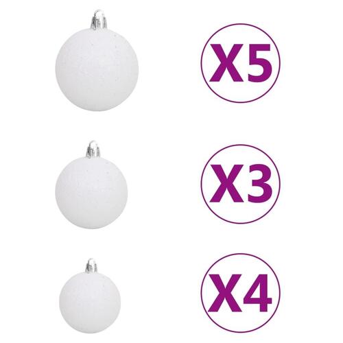 Julekuglesæt med topspir 61 dele 150 LED'er hvid og grå