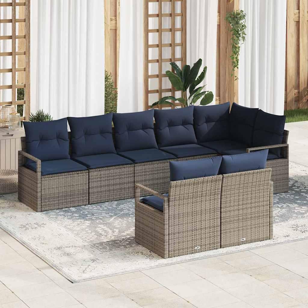 Sofa Sæt 8 stk Grå polyrattan billede