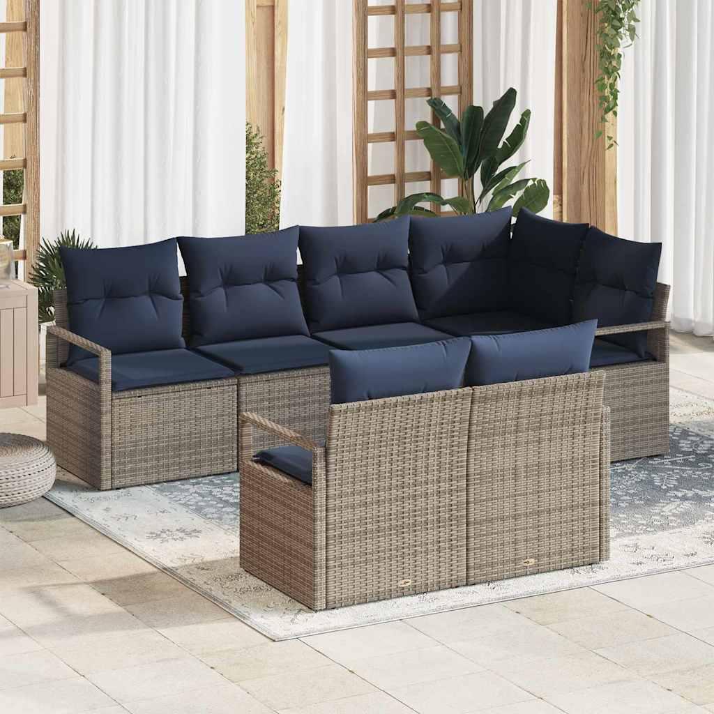 Sofa Sæt 7 stk Grå polyrattan billede