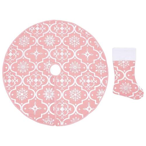 Luksuriøs skjuler til juletræsfod med julesok 122 cm stof pink