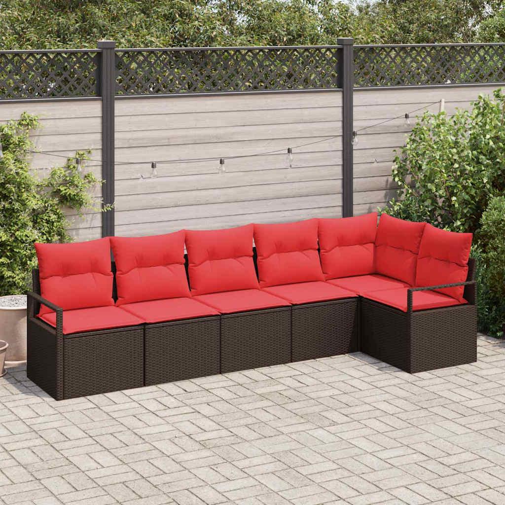 Sofa Sæt 6 stk Brun polyrattan billede