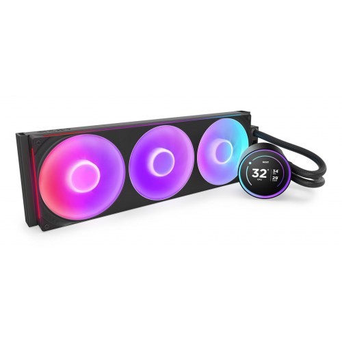 NZXT Kraken Elite 420 RGB – AIO vandkøler til processor, 3×140 mm, sort