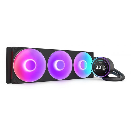 NZXT Kraken Elite 420 RGB – AIO vandkøler til processor, 3×140 mm, sort