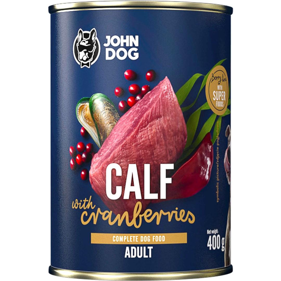 JOHN DOG Berry Line – Kalv med tranebær, vådfoder til voksne hunde 400 g billede