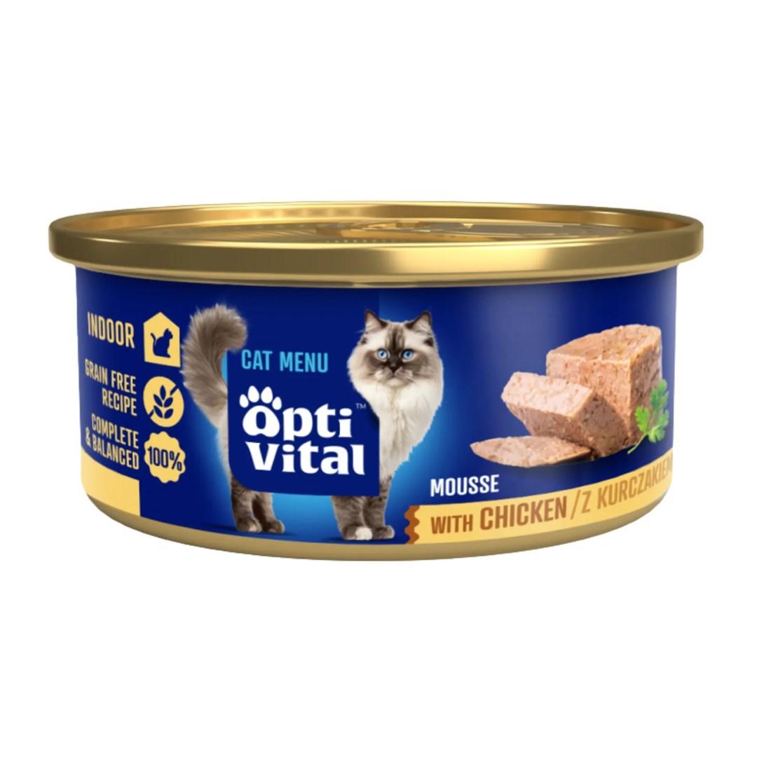 OptiVital Mousse med kylling – vådfoder til kat, 85 g billede