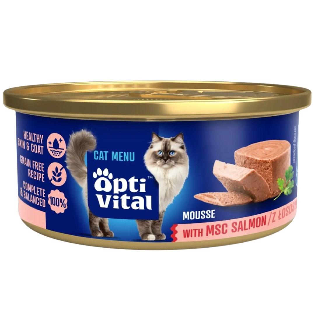 OptiVital Mousse med laks - vådfoder til kat, 85 g billede