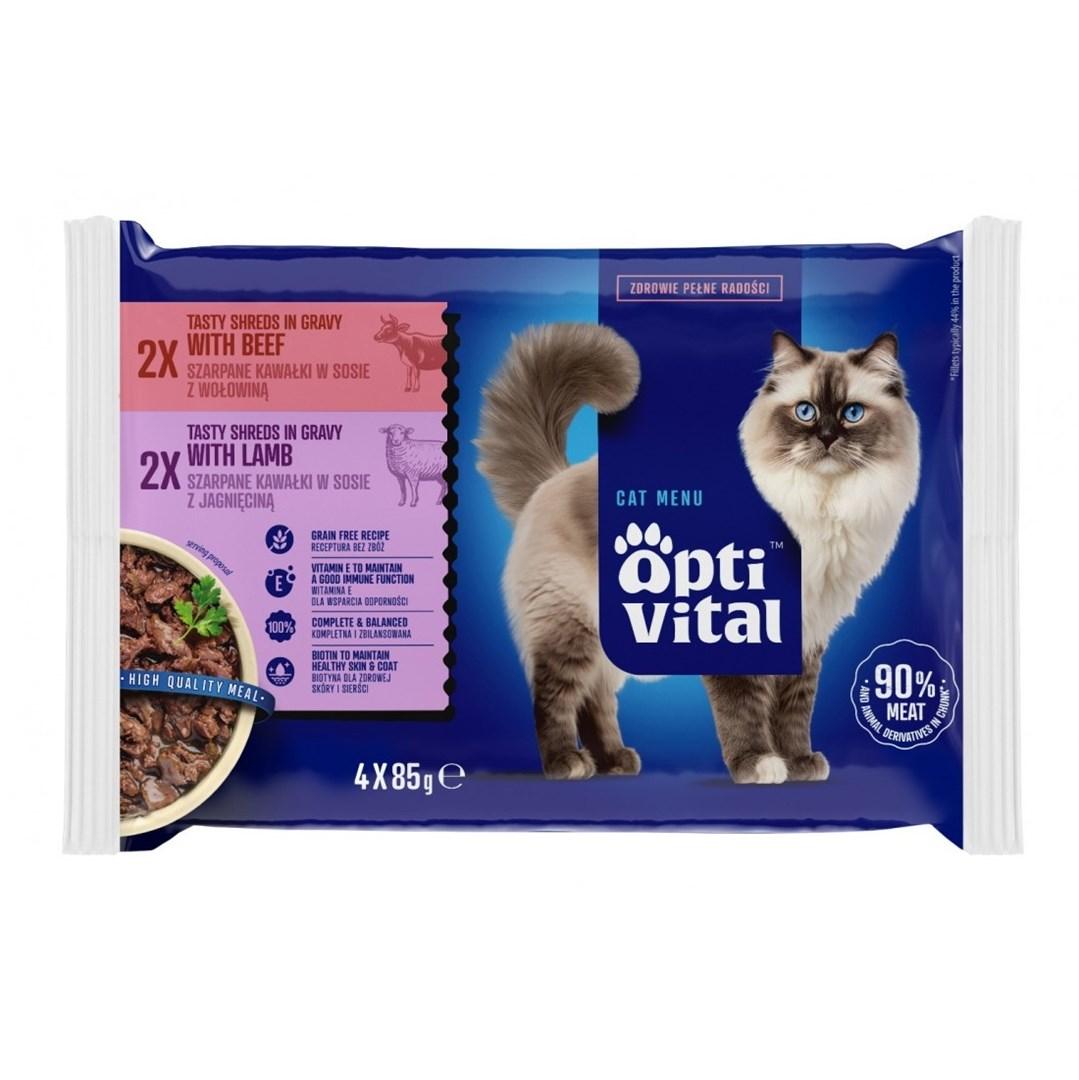 OptiVital vådfoder til kat – lam og okse 4×85 g billede