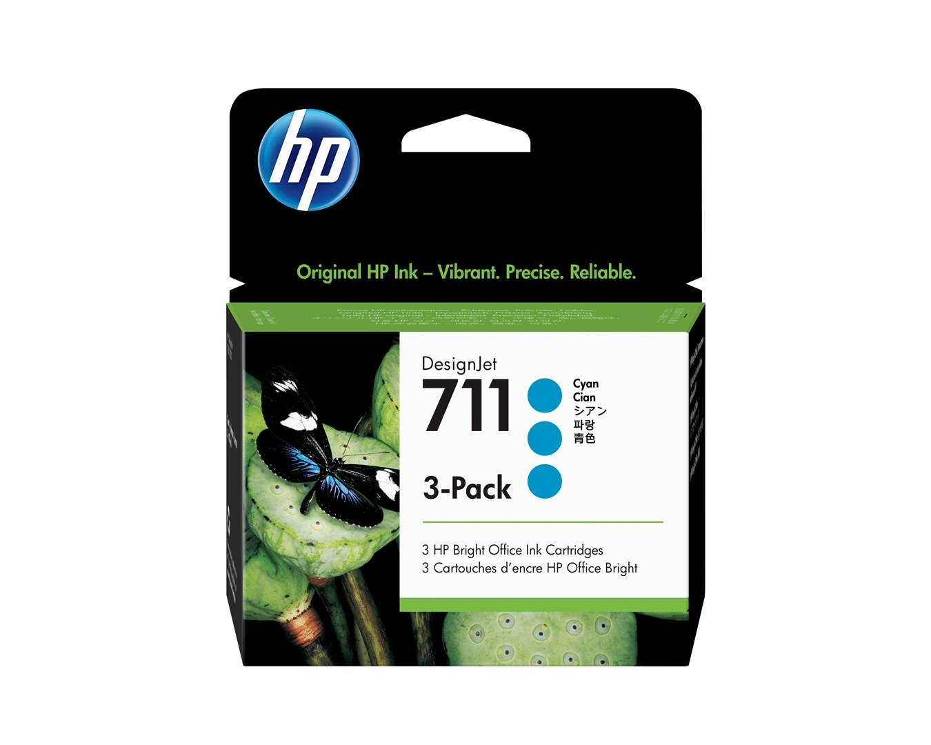 HP 711 DesignJet blækpatron - cyan, 29 ml, 3-pak