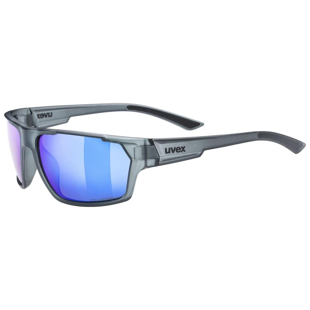 uvex sportstyle 233 P - multisports cykelbriller, unisex, fuld ramme - grå/blå spejlglas billede
