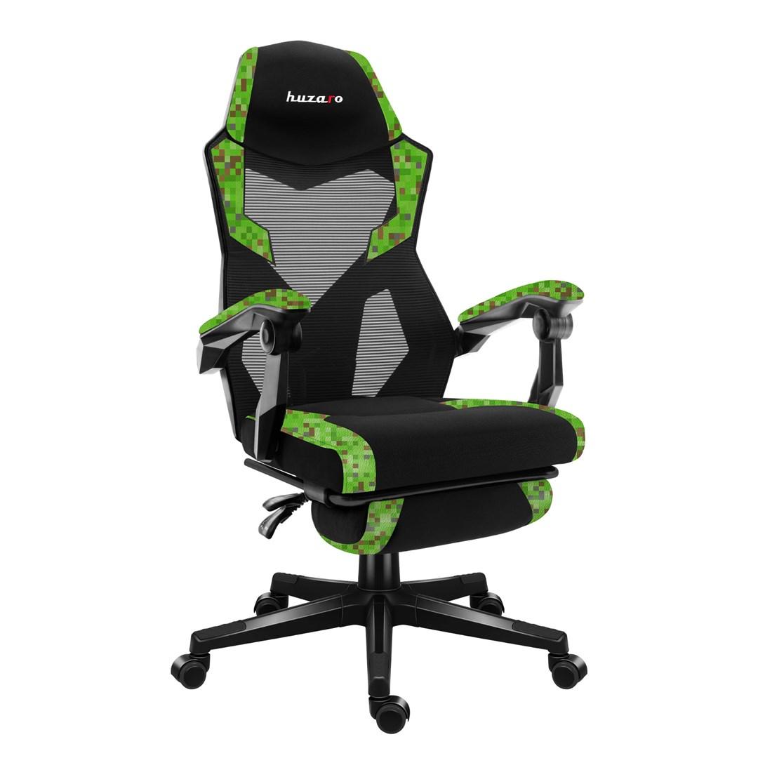 Huzaro Combat 3.1 Pixel gamer stol – sort/grøn mesh billede