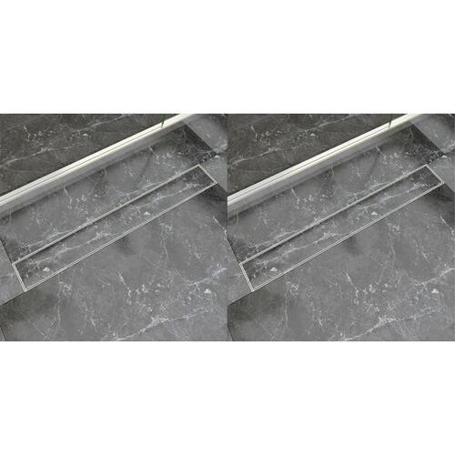 Lineært bruseafløb 2 stk. 830 x 140 mm rustfrit stål