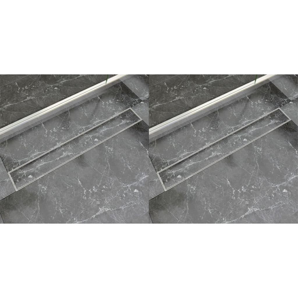 Lineært bruseafløb 2 stk. 830 x 140 mm rustfrit stål