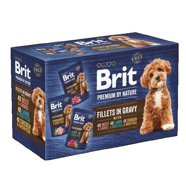 Brit Premium by Nature hundefiléter i sovs – kylling, lam og okse – vådfoder 12×85 g billede