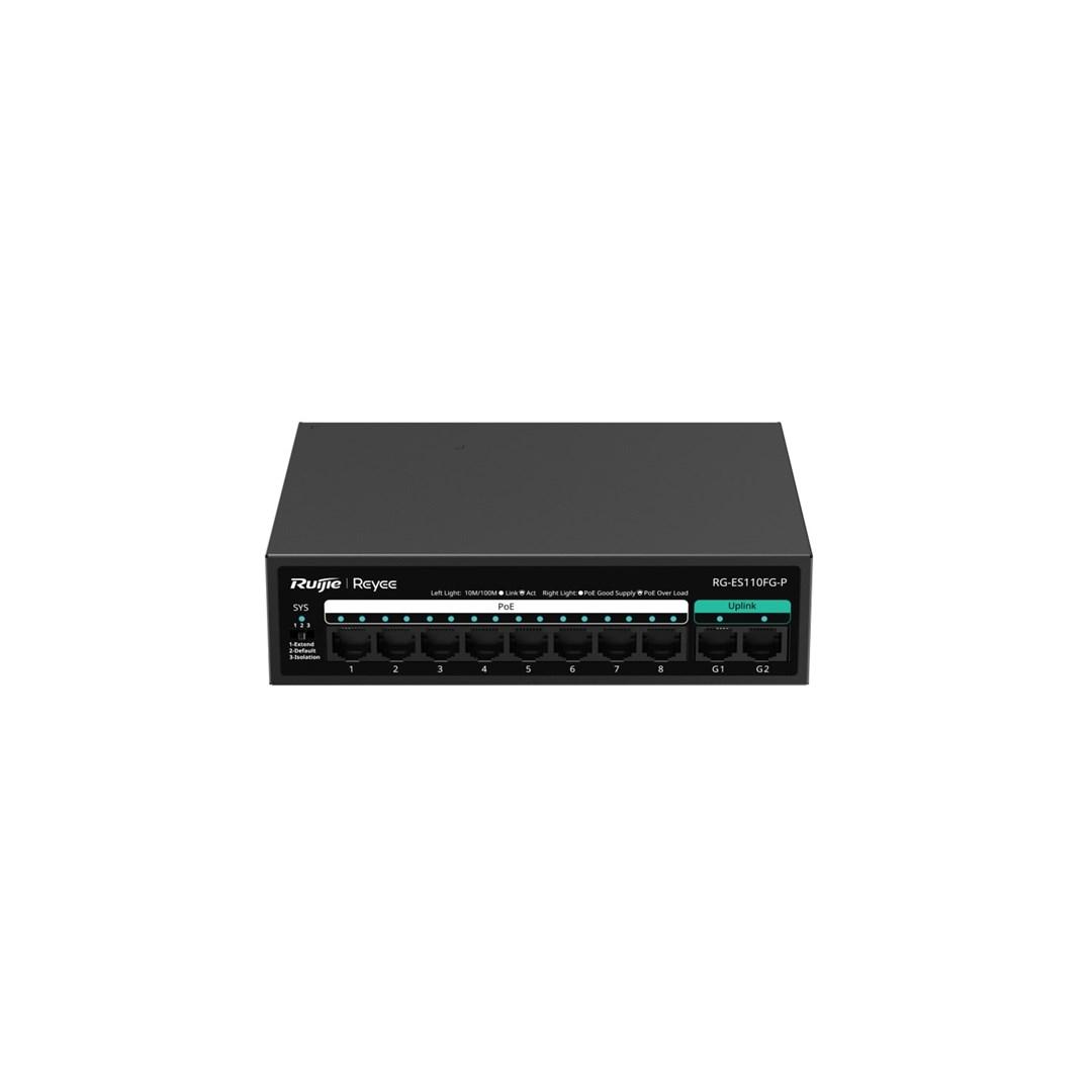 Ruijie RG-ES110FG-P uadministreret L2 Fast Ethernet PoE-switch (8×PoE + 2×Gigabit uplink) billede