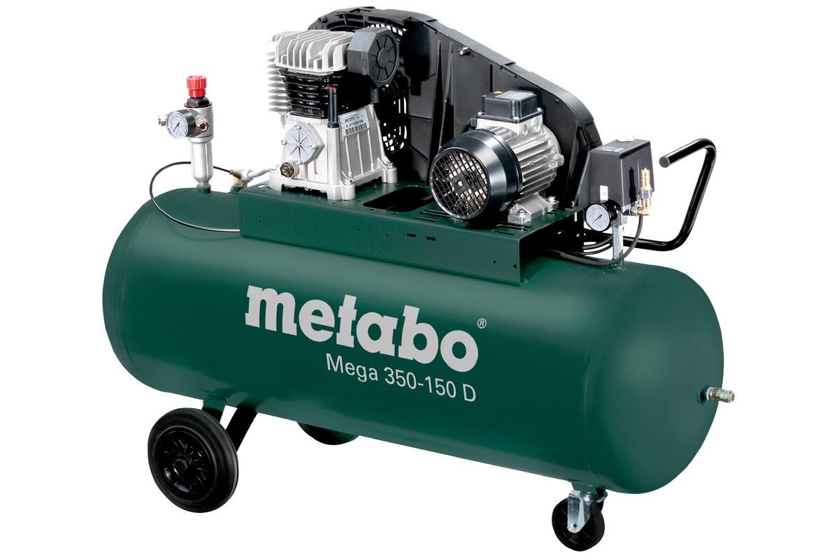 Metabo Mega 350-150 D kompressor - 400 V, 150 l, 10 bar, 250 l/min, oliesmurt billede