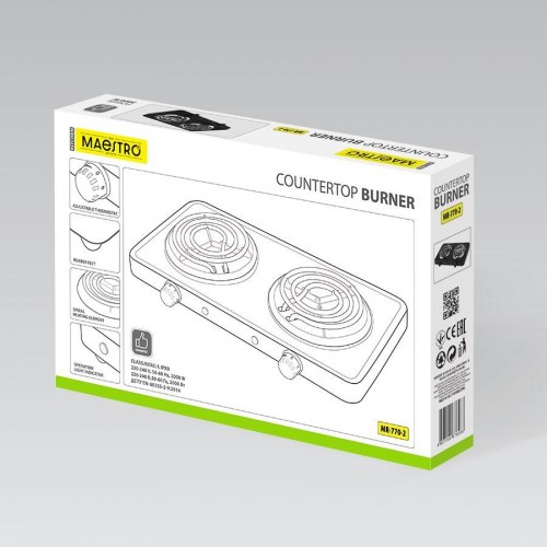 Maestro MR-770-2 dobbelt elektrisk kogeplade – 2 spiralkomfurer, 2.000 W