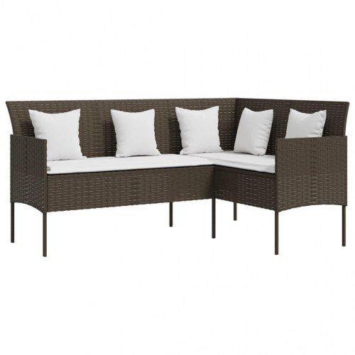 L-formet havesofa i polyrattan med hynder - brun