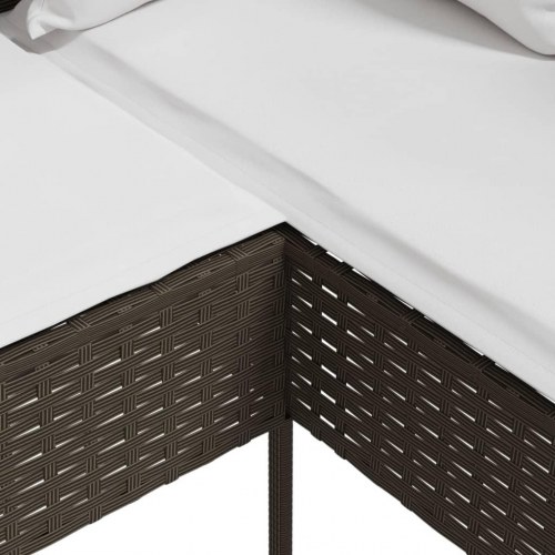 L-formet havesofa i polyrattan med hynder - brun