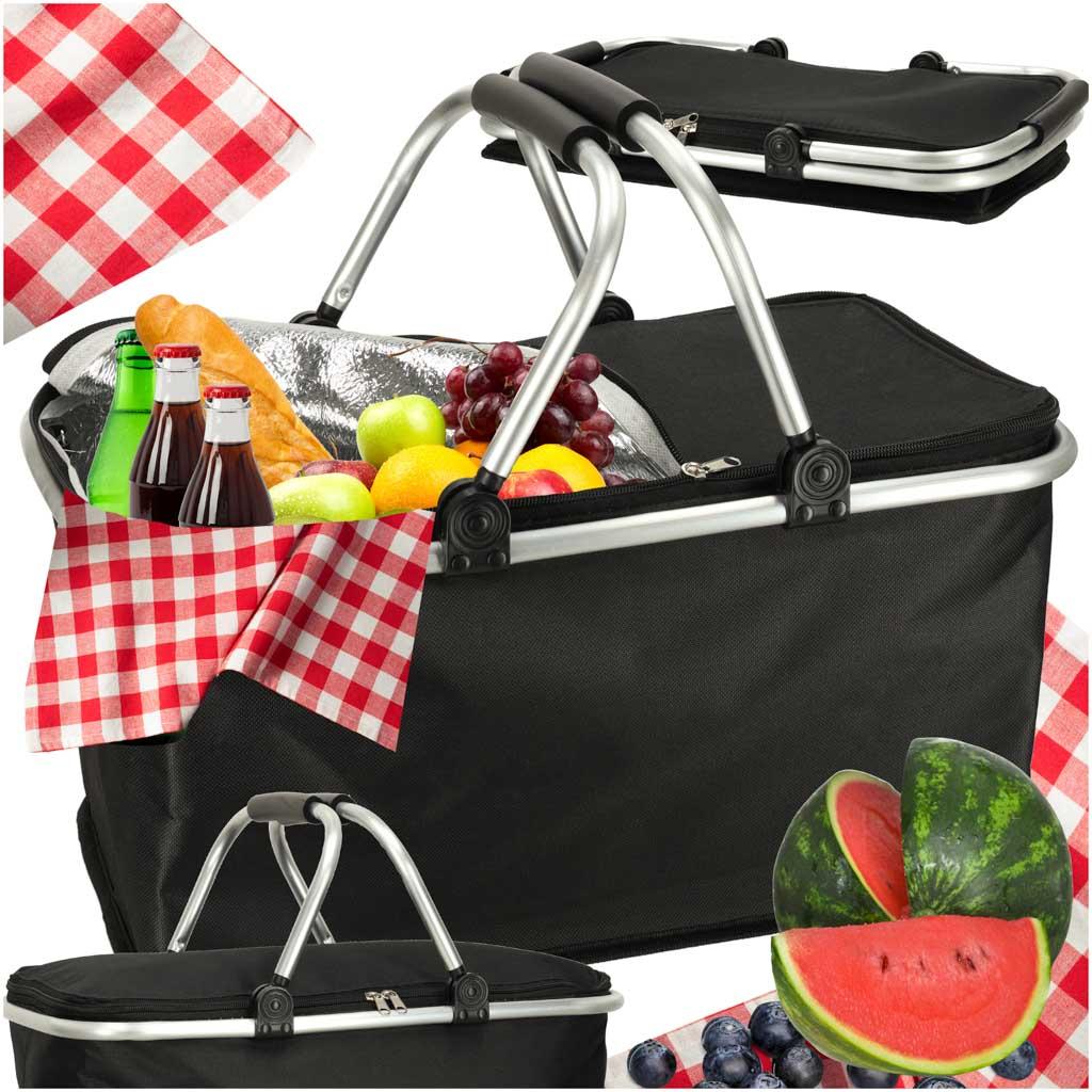 Termo sammenklappelig picnickurv - sort, 32 l billede