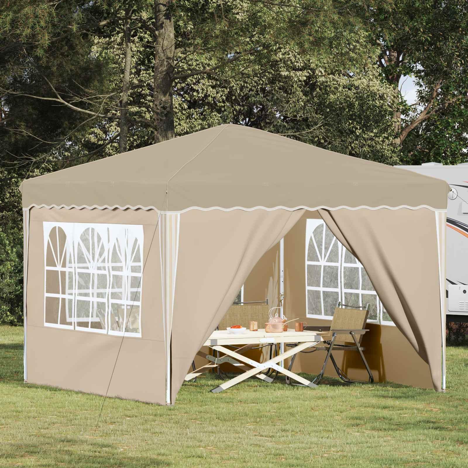 Pop-up Festtelt Creme 288 x 288 x 245 cm Oxford stof billede