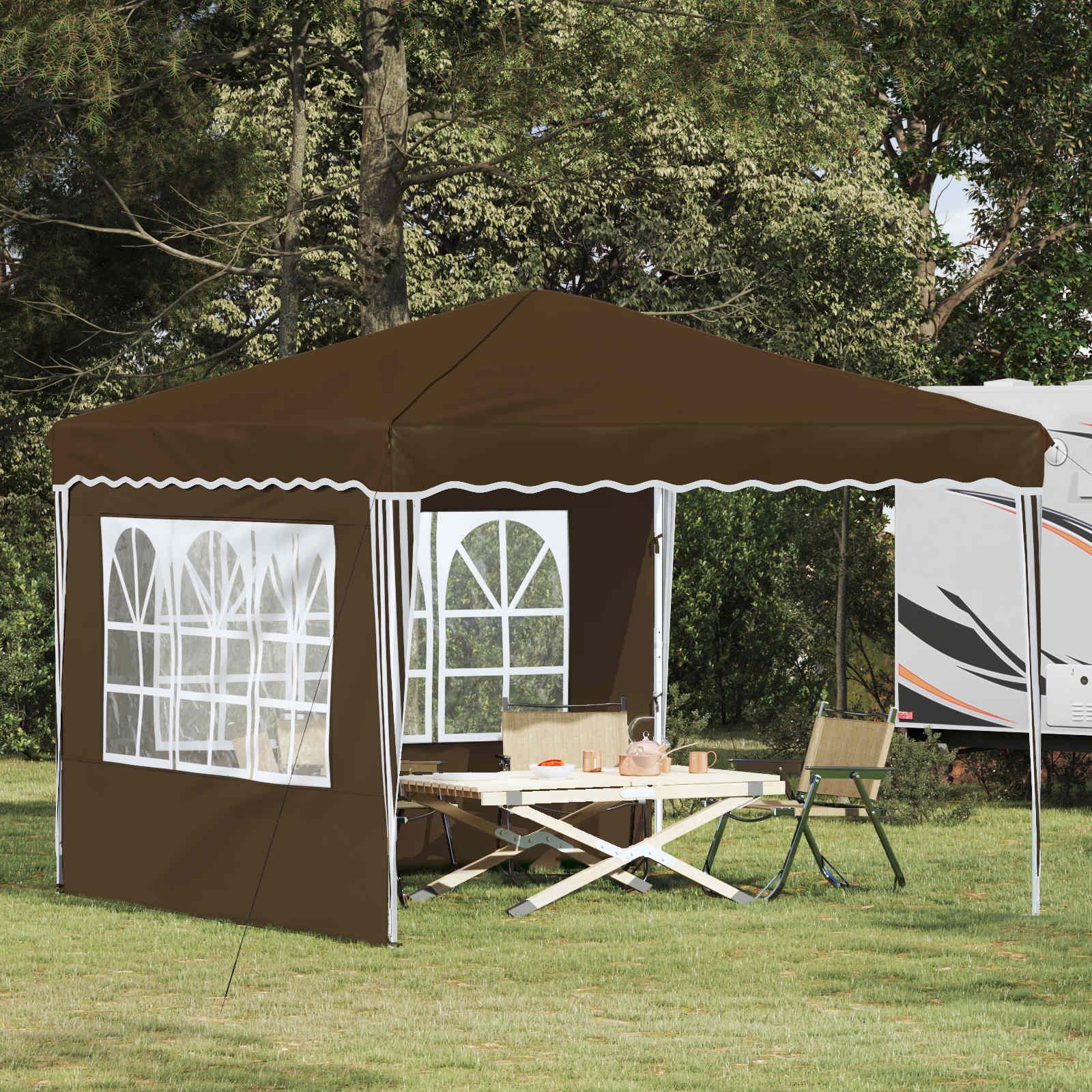 Pop-up Festtelt Gråbrun 288 x 288 x 245 cm Oxford stof billede